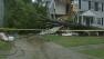 A storm damaged house.