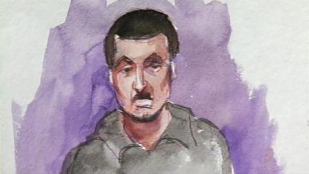 Sketch of Rageh Al-Murisi in court