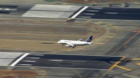Airplane landing at SFO.