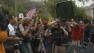 Veterans carry a gate to the White House from a WWII memorial