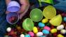 Easter eggs with candy or Spring spheres