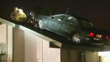 Car lands on roof