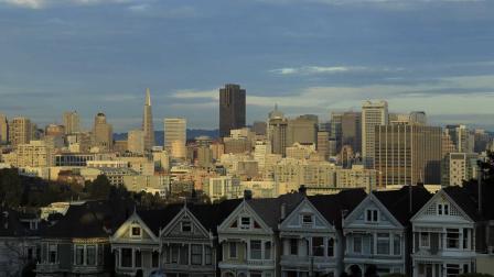 The San Francisco skyline is shown as the sun sets from Alamo Square Park in San Francisco, Wednesday, Dec. 28, 2011