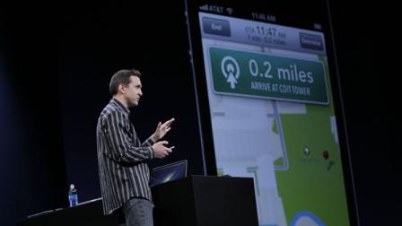Apple Scott Forstall talks about Turn By Turn Directions at the Apple Developers Conference in San Francisco, Monday, June 11, 2012.