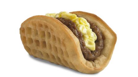 This undated product image provided by Taco Bell, shows the companys new waffle taco. The fast-food chain says the waffle taco, which includes scrambled eggs, sausage and a side of syrup, was the top seller during breakfast hours at the five Southern California restaurants where they were tested earlier this year. (AP Photo/Taco Bell)