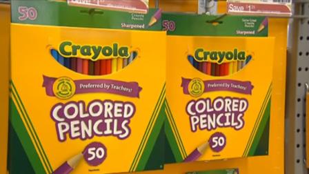 Back-to-school supplies on store shelves.