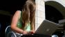 Stanford University student working on laptop