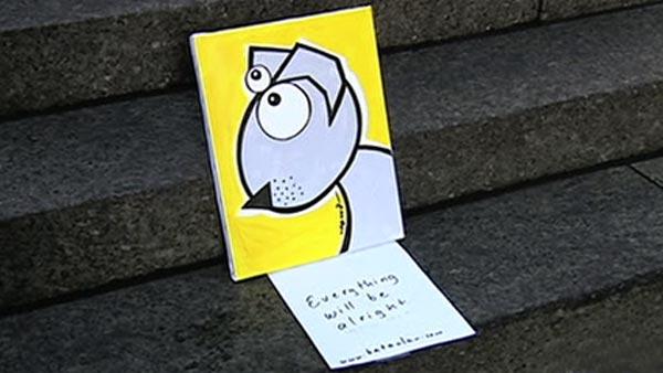 An artist has come up with an antidote for the recession - free artwork.