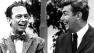 Andy Griffith laughs it up with Don Knotts while taping a television program on Oct. 20, 1967