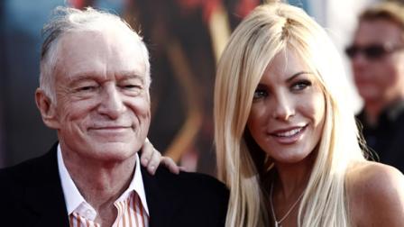 In this April 26, 2010 file photo, Hugh Hefner, left, and Crystal Harris arrive at the premiere of Iron Man 2 at the El Capitan Theatre in Los Angeles. Hefner and Harris obtained a marriage license in Beverly Hills, Calif. on Tuesday Dec. 4, 2012, roughly a year-and-a-half after the centerfold called off the couples previous engagement. (AP Photo/Matt Sayles, File)