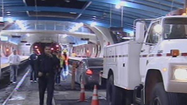 Car in Muni tunnel