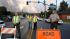 Authorities block a road to the Lehigh Southwest...