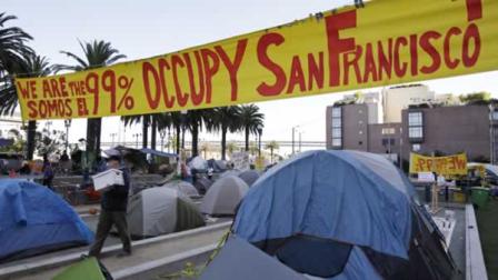 View of an encampment of Occupy San Francisco protest in downtown San Francisco, Wednesday, Oct. 26, 2011. (AP Photo/Paul Sakuma)