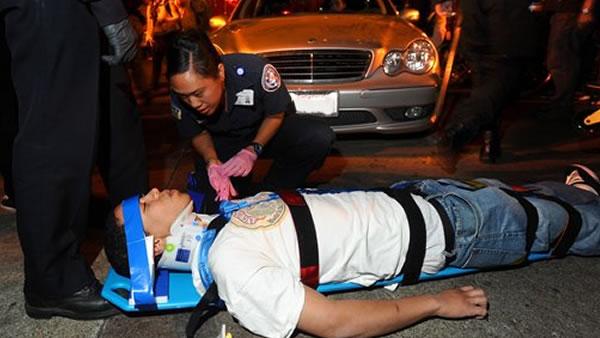 Injured Occupy Oakland protester after a car hits him