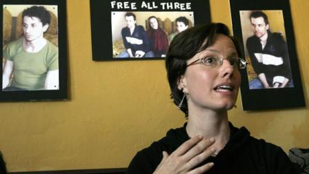 Sarah Shourd speaks to the media, Saturday, Oct. 9, 2010 in Oakland, Calif.