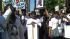 Around 100 people demonstrated on the streets of...