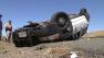 Overturned cop car