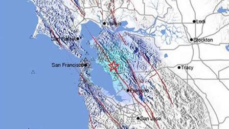 earthquake map of the Hayward fault