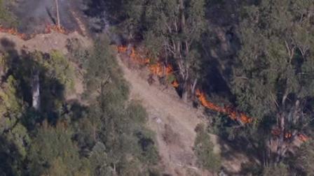 There is a fire burning in Lake Chabot Regional Park in Hayward.