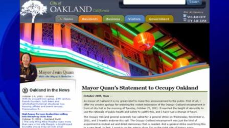 A screen shot of the fake Oakland Mayor website at oaklandmayor.com. The actual website for Oakland Mayor Jean Quan is oaklandnet.com.
