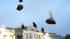 Occupy protesters return to UC Berkeley :: Tents floating by balloon above Sproul Hall at UC Berkeley.