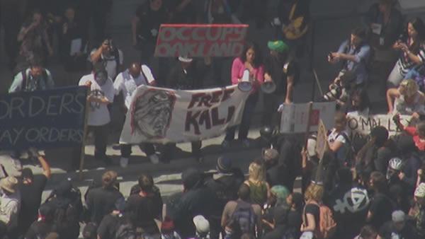 May Day protesters march in downtown Oakland