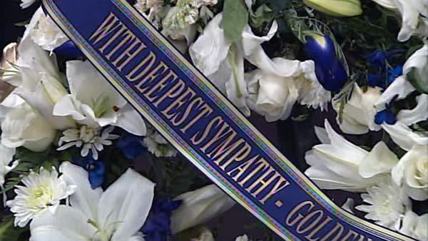 Flowers at the funeral of CHP Officer Kenyon Youngstrom