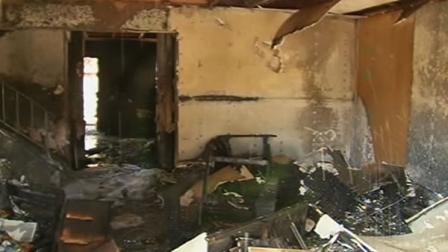 An apartment unit gutted by fire in Hayward.