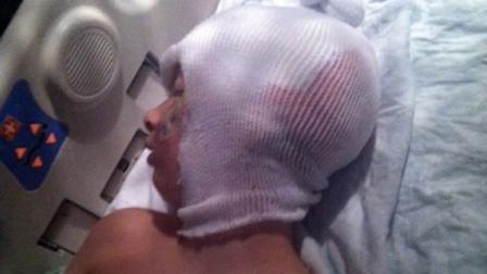 Hunter Kilbourn in the hospital.