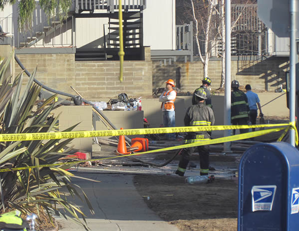 A firefighter rescues a puppy from a burning apartment building in Alameda on Saturday, Dec. 17, 2011. Photo submitted to uReport by Chris Hirneisen.