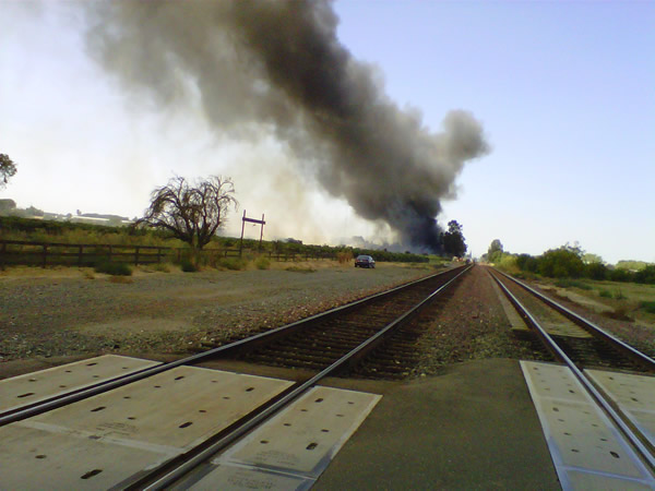 Series of small fires along railroad tracks near...