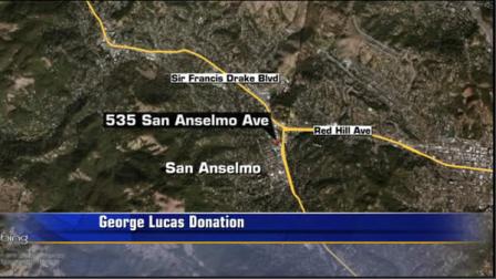 George Lucas is giving away a vacant building in downtown San Anselmo. The building will be turned into a park that will feature bronze statues of Indiana Jones and Yoda.
     
