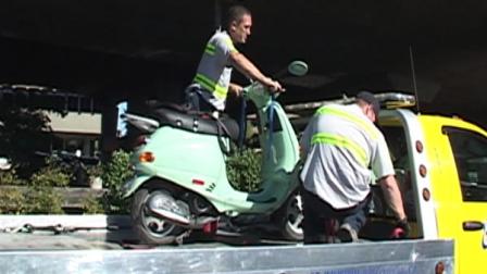 A person riding a scooter plummeted  off an elevated portion of Highway 101 in San Rafael onto a surface street below.
