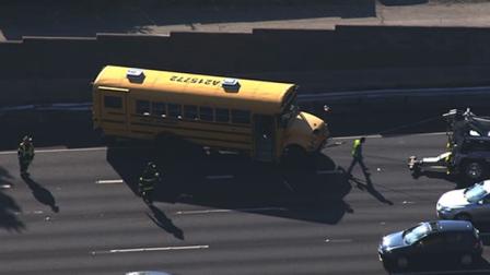 A driver fleeing from police crashed into a school bus on
southbound Highway 101 in Marin County Wednesday afternoon.