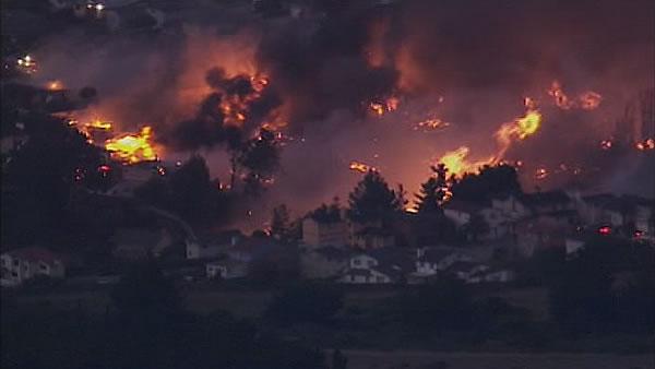 large flames in San Bruno from Sky7HD