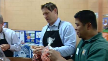 Former 49er star quarterback Steve Young was on hand for the announcement today at Second Harvests warehouse in San Carlos, along with campaign chairman Mike Klayko, the CEO of San Jose based Brocade.