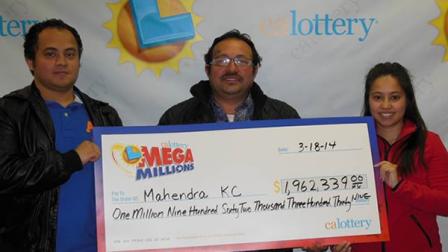 San Francisco taxi driver Mahendra KC is $1.9 million richer after he bought a Mega Millions ticket in San Bruno that matched five of the six numbers.