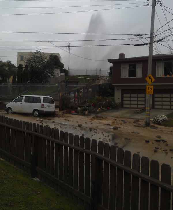 Water main break in South San Francisco