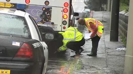 A pedestrian was seriously injured after being hit by a Muni bus he was trying to catch.