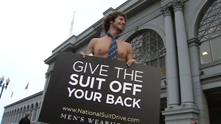 Dozens of men shed their clothes in San Franciscos Financial District Tuesday to help others looking for jobs.