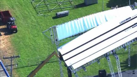 Three workers were injured while setting for the upcoming Treasure Island Music Festival.