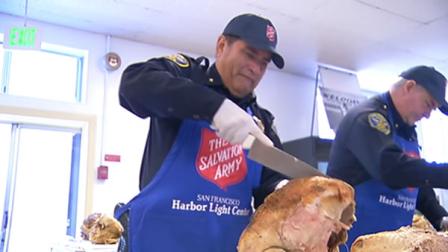 The Salvation Army struck up the band Wednesday morning to welcome an army of turkey carvers.