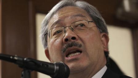 San Francisco interim mayor Ed Lee speaks at a news conference after filing papers to run for a four-year term as mayor at City Hall in San Francisco, Monday, Aug. 8, 2011.