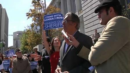 Suspended San Francisco Sheriff Ross Mirkarimi was out rallying supporters Monday.