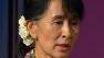 Aung San Suu Kyi addressed an audience at the Asia Foundation in downtown San Francisco.