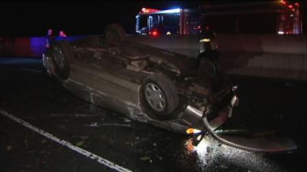The scene of a rollover accident on Highway 1 in San Francisco.