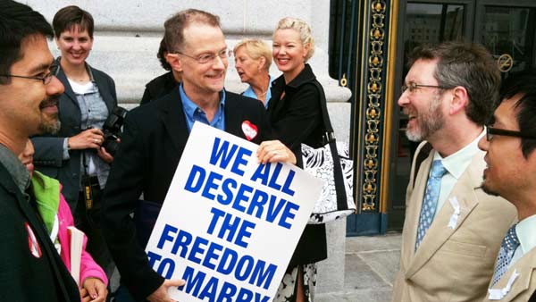 Outside San Francisco City Hall on the verge of...