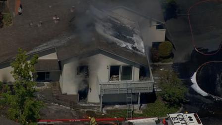 The fire began around 1:30 p.m. at a home on Blue Jay Drive and Homestead Road in Cupertino.