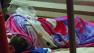 People sleeping and waiting in line for Sacred Heart food pantry to open