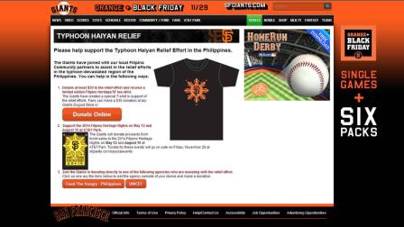 The San Francisco Giants are stepping up to the plate to help victims of Typhoon Haiyan in the Philippines.